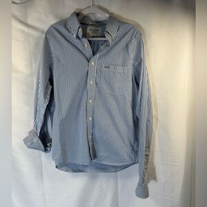 Ambercrombie & Fitch Men's Blue & White Striped Long Sleeve Shirt XL